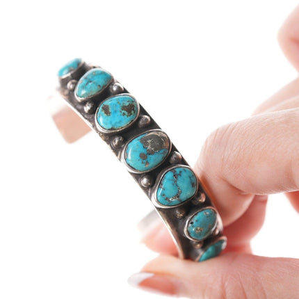 6.25" Native American Sterling and turquoise row bracelet