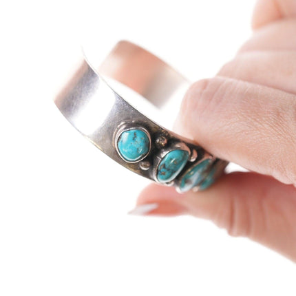 6.25" Native American Sterling and turquoise row bracelet