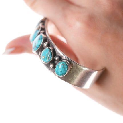 6.25" Native American Sterling and turquoise row bracelet