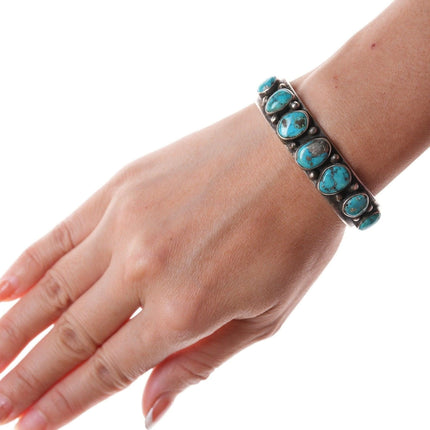 6.25" Native American Sterling and turquoise row bracelet