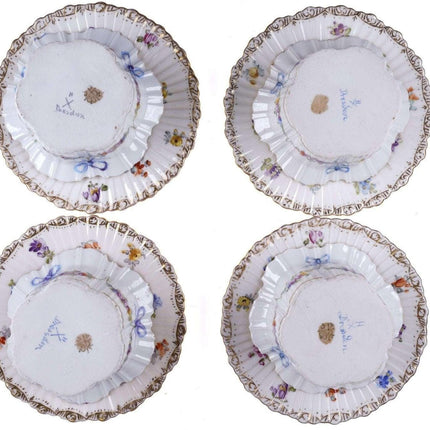 c1900 Dresden Porcelain Bouillon Cup and Saucers set