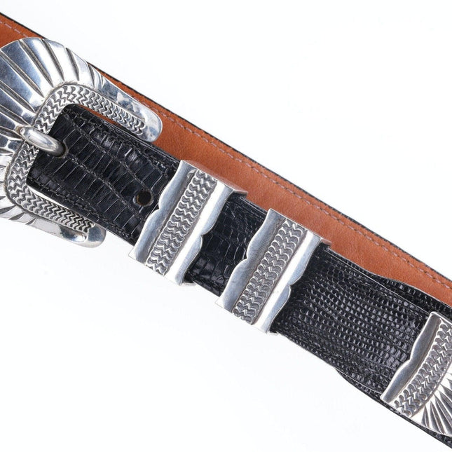 32" James Reid Santa Fe Sterling Silber Southwestern 1" Ranger Set am Randall D Moore Lizard Belt