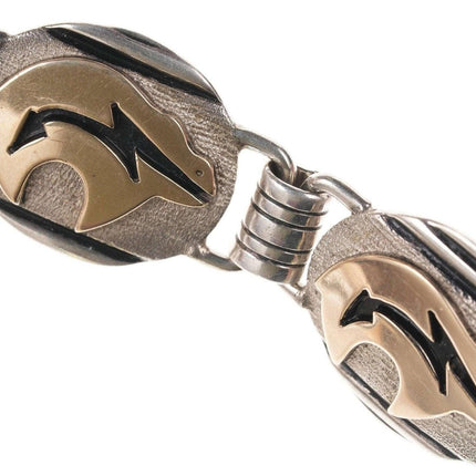 Leonard Platero Navajo for MM Rogers 14K Gold/Sterling Silver Bear Link Bracelet