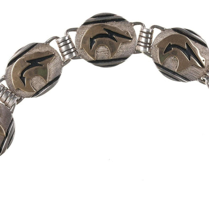 Leonard Platero Navajo for MM Rogers 14K Gold/Sterling Silver Bear Link Bracelet