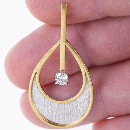 18k Gold .26ct Diamond Modernist designer pendant