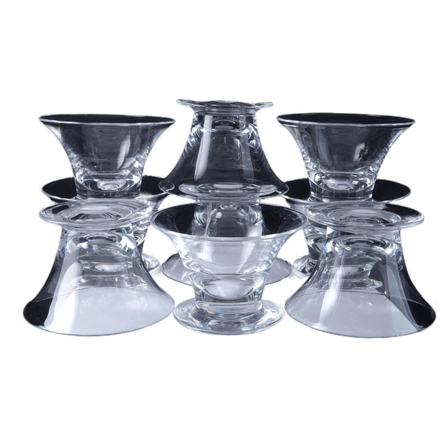 Steuben Mid Century Modern Obst/Meeresfrüchte Cocktailgläser American Art Crystal Set (9)