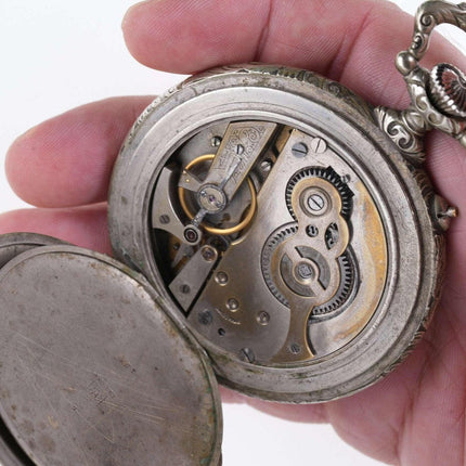 Huge Antique Miners Presentation Pocket Watch 50mm works 70mm case 58mm dial