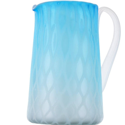 Antique Blue Mother of pearl satin glass pitcher