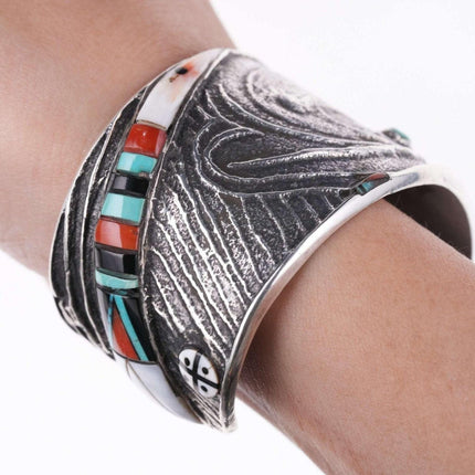 Preston Monongye Cuff Bracelet (Hopi) (1927-1987) Tufa Cast Silver