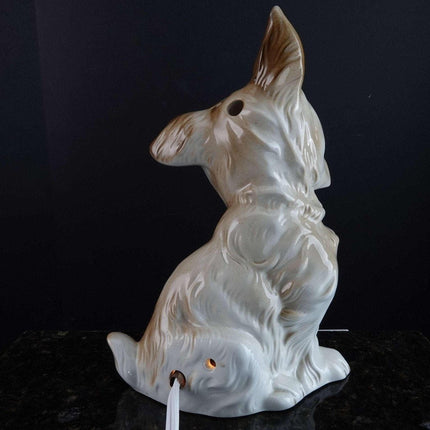 c1930 Karl Scheidig German Porcelain Scottie Dog Perfume Lamp with glass eyes