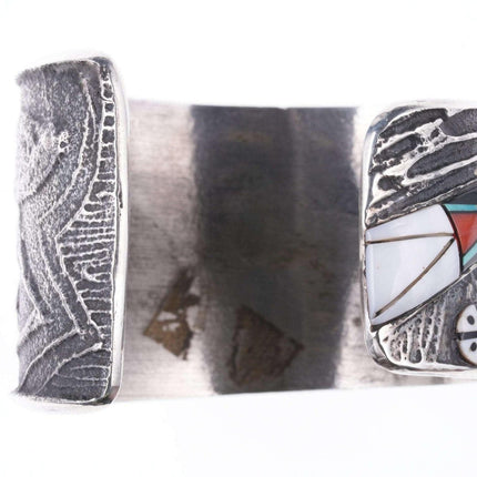 Preston Monongye Cuff Bracelet (Hopi) (1927-1987) Tufa Cast Silver