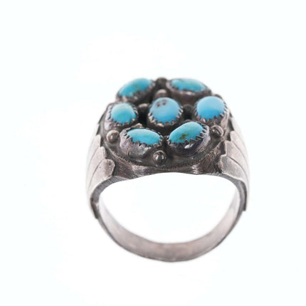 sz12.25 Men's Native American Sterling/turquoise cluster ring