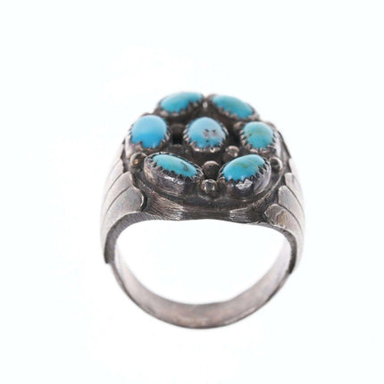 sz12.25 Men's Native American Sterling/turquoise cluster ring