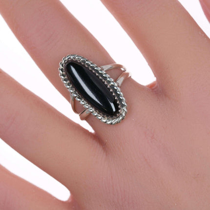 sz7,5 Sterling-Onyx-Ring der amerikanischen Ureinwohner