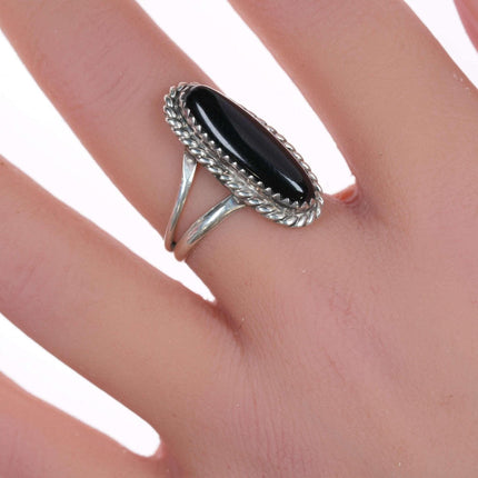 sz7,5 Sterling-Onyx-Ring der amerikanischen Ureinwohner