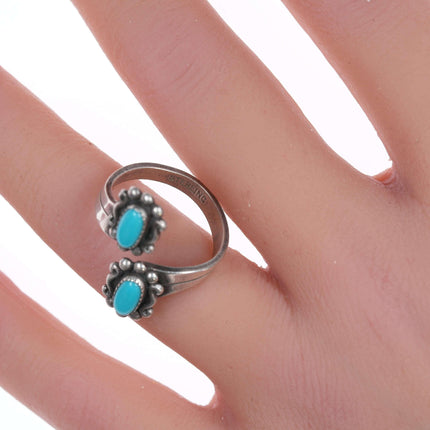 sz5 Adjustable Vintage  sterling and turquoise ring