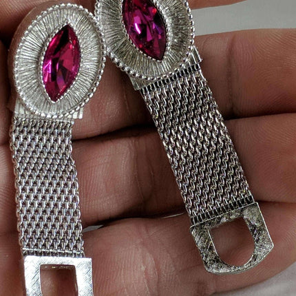 Vintage Swank Mesh/Rhinestone Cufflinks