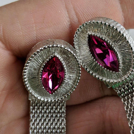 Vintage Swank Mesh/Rhinestone Cufflinks