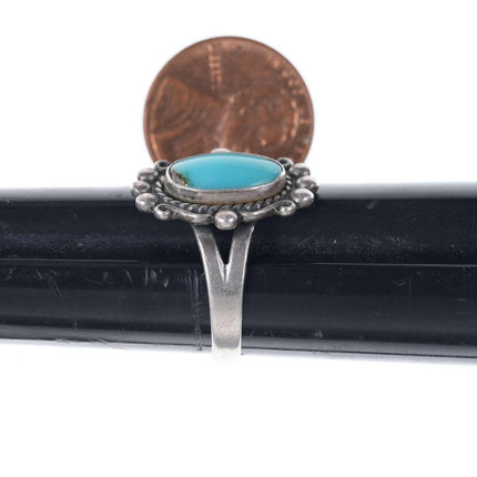 sz8 c1940's Bell Trading Post Native American sterling and turquoise ring