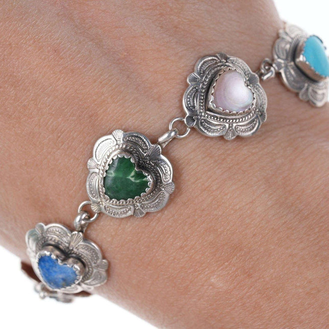 QT Southwestern sterling hearts bracelet