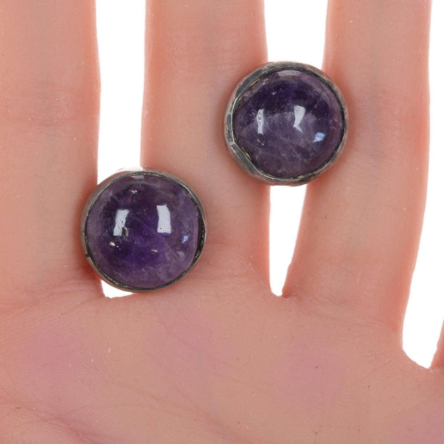 William Spratling(1900-1967) Taxco Modernist sterling Amethyst cufflinks