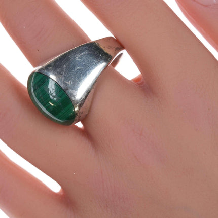 sz13+ Mexican Sterling Malachite ring