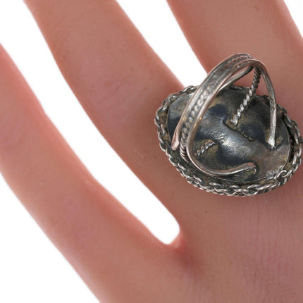 sz5.25 30's-40's Mexican Sterling filigree ring