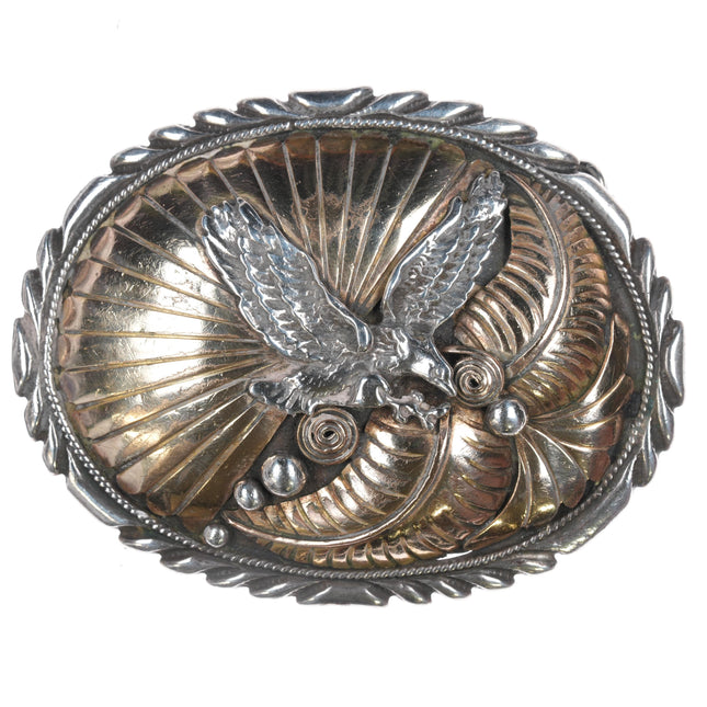 70's-80's Native American sterling/gold filled eagle belt buckle