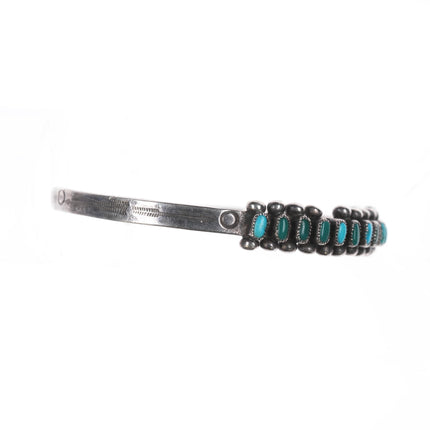 6 1/8" 30's-40's Native American silver multi-color turquoise row cuff bracelet