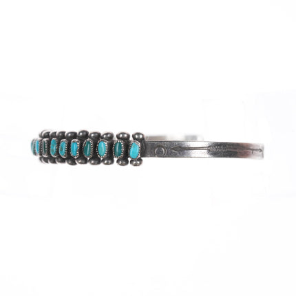 6 1/8" 30's-40's Native American silver multi-color turquoise row cuff bracelet