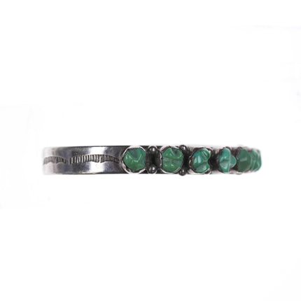 6 1/8" c1950's Zuni carved turquoise row cuff bracelet