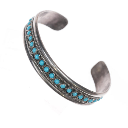 7 1/8" Vintage sterling and snake eye turquoise southwestern cuff bracelet