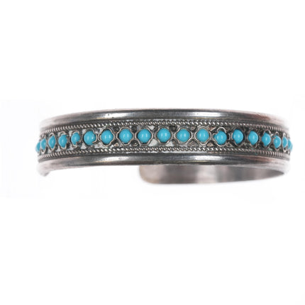 7 1/8" Vintage sterling and snake eye turquoise southwestern cuff bracelet