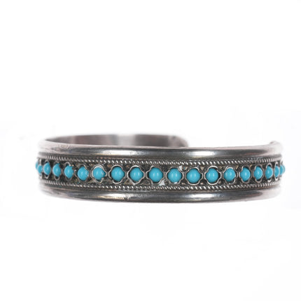 7 1/8" Vintage sterling and snake eye turquoise southwestern cuff bracelet