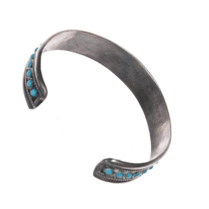 7 1/8" Vintage sterling and snake eye turquoise southwestern cuff bracelet