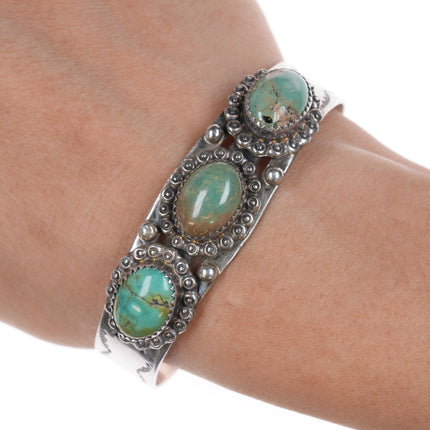 6 5/8" Jerry Roan Navajo Sterling and turquoise cuff bracelet