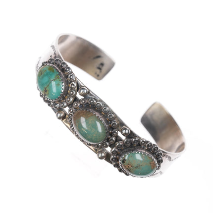 6 5/8" Jerry Roan Navajo Sterling and turquoise cuff bracelet