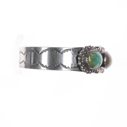 6 5/8" Jerry Roan Navajo Sterling and turquoise cuff bracelet