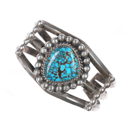 6.5" Vintage High Grade turquoise vintage Native American Sterling cuff bracelet