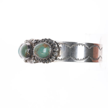 6 5/8" Jerry Roan Navajo Sterling and turquoise cuff bracelet