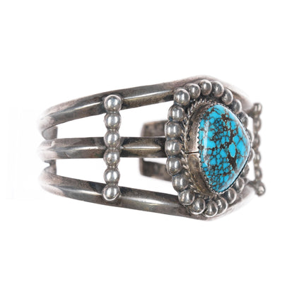 6.5" Vintage High Grade turquoise vintage Native American Sterling cuff bracelet