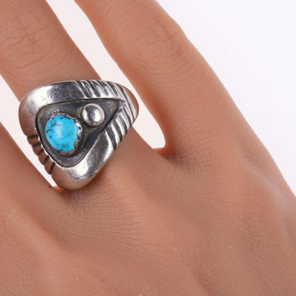 sz8.5 Vintage Southwestern Modernist sterling and turquoise ring