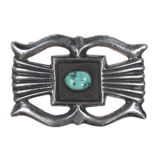 c1974 Native American Cast silver with turquoise belt buckle