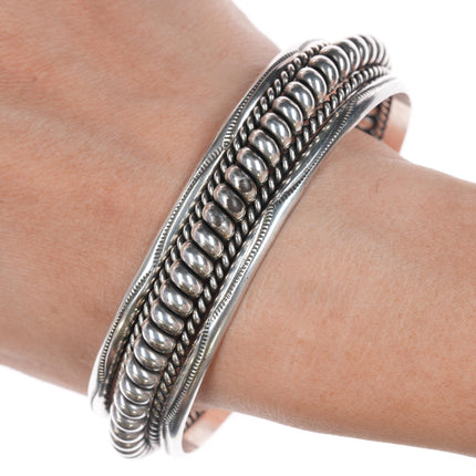 8" Tahe Navajo Sterling twisted wire stamped cuff bracelet