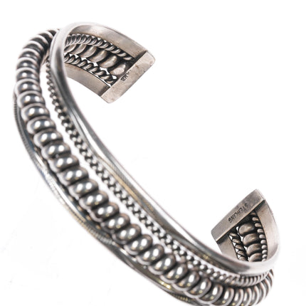 8" Tahe Navajo Sterling twisted wire stamped cuff bracelet