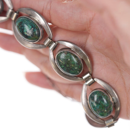 7.25" Miguel Meléndez Mid Century sterling and hardstone modernist bracelet