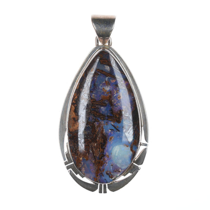 Pete Sanchez Isleta sterling silver and boulder opal pendant