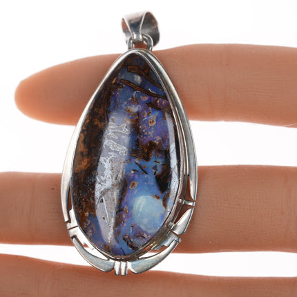 Pete Sanchez Isleta sterling silver and boulder opal pendant