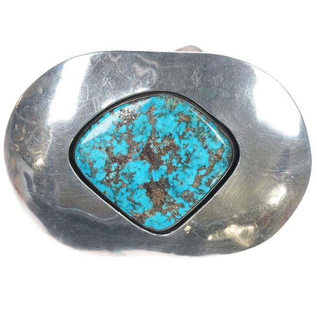 Vintage CR Southwestern Sterling and Morenci turquoise Belt buckle