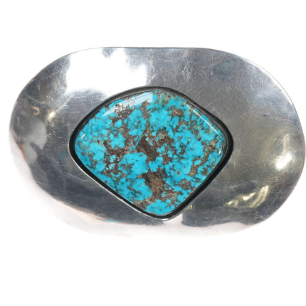 Vintage CR Southwestern Sterling and Morenci turquoise Belt buckle